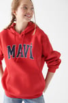 Pamuklu Oversize Kapüşonlu Kanguru Cepli Kadın Sweat 1600361-82054 KIRMIZI