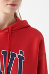 Pamuklu Oversize Kapüşonlu Kanguru Cepli Kadın Sweat 1600361-82054 KIRMIZI