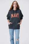 Pamuklu Oversize Kapüşonlu Kanguru Cepli Kadın Sweat 1600361-80106 ANTRASİT