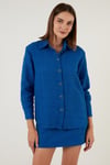 Pamuklu Oversize Tüvit Kadın Gömlek 42190503 SAKS