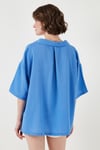 Pamuklu Oversize Yırtmaçlı Kısa Kollu Kadın Gömlek CF25S166965 SAKS