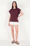Pamuklu Rahat Kalıp Bisiklet Yaka Kadın T Shirt 5866955 BORDO