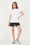 Pamuklu Rahat Kalıp Bisiklet Yaka Kadın T Shirt 5866955 BEYAZ