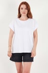 Pamuklu Rahat Kalıp Bisiklet Yaka Kadın T Shirt 5866955 BEYAZ