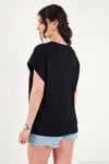 Pamuklu Rahat Kalıp Bisiklet Yaka Kadın T Shirt 5866955 SİYAH