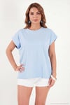 Pamuklu Rahat Kalıp Bisiklet Yaka Kadın T Shirt 5866955 BEBE MAVİ