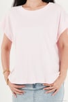Pamuklu Rahat Kalıp Bisiklet Yaka Kadın T Shirt 5866955 PEMBE