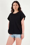 Pamuklu Rahat Kalıp Bisiklet Yaka Kadın T Shirt 5866955 SİYAH