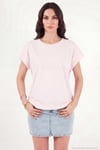 Pamuklu Rahat Kalıp Bisiklet Yaka Kadın T Shirt 5866955 PEMBE