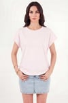 Pamuklu Rahat Kalıp Bisiklet Yaka Kadın T Shirt 5866955 PEMBE