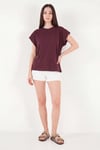 Pamuklu Rahat Kalıp Bisiklet Yaka Kadın T Shirt 5866955 BORDO