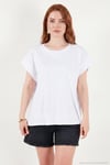 Pamuklu Rahat Kalıp Bisiklet Yaka Kadın T Shirt 5866955 BEYAZ