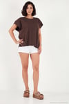 Pamuklu Rahat Kalıp Bisiklet Yaka Kadın T Shirt 5866955 KAHVE