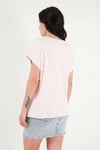 Pamuklu Rahat Kalıp Bisiklet Yaka Kadın T Shirt 5866955 PEMBE