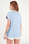 Pamuklu Rahat Kalıp Bisiklet Yaka Kadın T Shirt 5866955 BEBE MAVİ