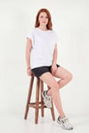 Pamuklu Rahat Kalıp Bisiklet Yaka Kadın T Shirt 5866955 BEYAZ