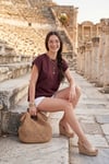 Pamuklu Rahat Kalıp Bisiklet Yaka Kadın T Shirt 5866955 BORDO