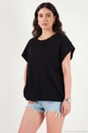 Pamuklu Rahat Kalıp Bisiklet Yaka Kadın T Shirt 5866955 SİYAH