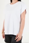 Pamuklu Rahat Kalıp Bisiklet Yaka Kadın T Shirt 5866955 BEYAZ