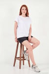 Pamuklu Rahat Kalıp Bisiklet Yaka Kadın T Shirt 5866955 BEYAZ