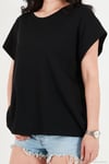 Pamuklu Rahat Kalıp Bisiklet Yaka Kadın T Shirt 5866955 SİYAH