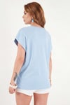 Pamuklu Rahat Kalıp Bisiklet Yaka Kadın T Shirt 5866955 BEBE MAVİ