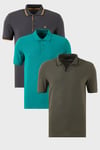 Pamuklu Regular Fit 3'lü Paket Erkek Polo Yaka T Shirt 59029641827S3 Haki-Antrasit-Benetton