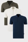 Pamuklu Regular Fit 3'lü Paket Erkek Polo Yaka T Shirt 59029641527S3 Haki-İndigo-Beyaz