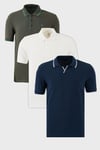 Pamuklu Regular Fit 3'lü Paket Erkek Polo Yaka T Shirt 59029641827S3 İndigo-Haki-Mint-Beyaz