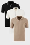 Pamuklu Regular Fit 3'lü Paket Erkek Polo Yaka T Shirt 590296415S3 Vizon-Beyaz-Siyah