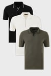 Pamuklu Regular Fit 3'lü Paket Erkek Polo Yaka T Shirt 590296415S3 SİYAH-BEYAZ-HAKİ
