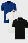 Pamuklu Regular Fit 3'lü Paket Erkek Polo Yaka T Shirt 59029641527S3 Siyah-Saks-Beyaz