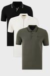 Pamuklu Regular Fit 3'lü Paket Erkek Polo Yaka T Shirt 59029641518S3 SİYAH-BEYAZ-HAKİ
