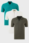 Pamuklu Regular Fit 3'lü Paket Erkek Polo Yaka T Shirt 59029641527S3 Haki-Benetton-Beyaz
