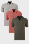 Pamuklu Regular Fit 3'lü Paket Erkek Polo Yaka T Shirt 59029641827S3 Haki-Taş-Gül