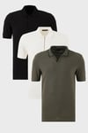 Pamuklu Regular Fit 3'lü Paket Erkek Polo Yaka T Shirt 59029641527S3 Haki-Siyah-Beyaz