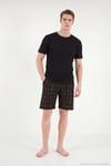Pamuklu Regular Fit Bağlamalı Cepli Pijama Erkek Şort 6574004 SİYAH-BORDO