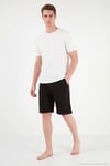 Pamuklu Regular Fit Bağlamalı Cepli Pijama Erkek Şort 6574004 SİYAH