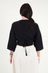 Pamuklu Regular Fit Bağlamalı Crop Kadın Kimono 668YL2783 SİYAH