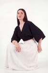 Pamuklu Regular Fit Bağlamalı Crop Kadın Kimono 668YL2783 SİYAH