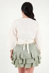 Pamuklu Regular Fit Bağlamalı Crop Kadın Kimono 668YL2783 TAŞ