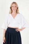 Pamuklu Regular Fit Bağlamalı Crop Kadın Kimono 668YL2783 BEYAZ