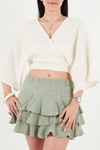 Pamuklu Regular Fit Bağlamalı Crop Kadın Kimono 668YL2783 TAŞ