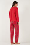 Pamuklu Regular Fit Baskılı Bisiklet Yaka Kadın Pijama Takımı 65723313 KIRMIZI