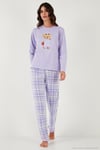 Pamuklu Regular Fit Baskılı Bisiklet Yaka Kadın Pijama Takımı 65723314 LİLA