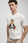 Pamuklu Regular Fit Baskılı Bisiklet Yaka Erkek T Shirt 111020305 KIRIK BEYAZ