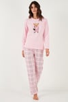 Pamuklu Regular Fit Baskılı Bisiklet Yaka Kadın Pijama Takımı 65723313 PUDRA