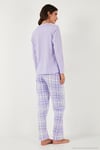 Pamuklu Regular Fit Baskılı Bisiklet Yaka Kadın Pijama Takımı 65723314 LİLA
