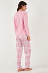 Pamuklu Regular Fit Baskılı Bisiklet Yaka Kadın Pijama Takımı 65723314 PEMBE