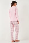 Pamuklu Regular Fit Baskılı Bisiklet Yaka Kadın Pijama Takımı 65723313 PUDRA